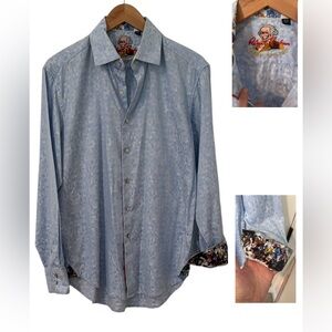Robert Graham Button Down Shirt Keep Smiling, Knowledge Wisdom Truth Medium
